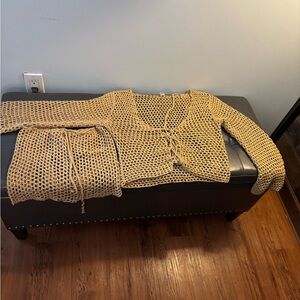 Tan Knit Open Cardigan